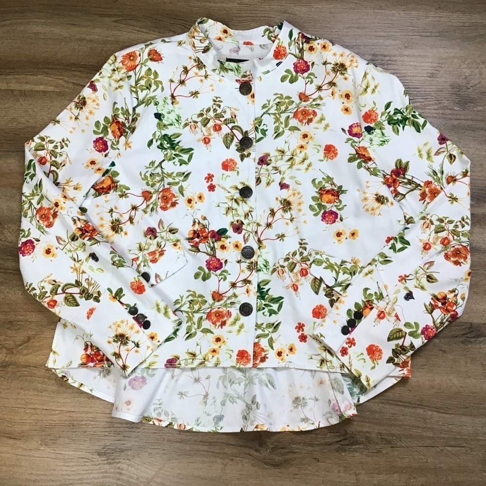 DISNEY Jacket Size XL Alice Looking Glass Atwood Floral Designer White - Picture 2 of 15